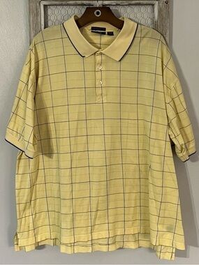 Men's Yellow Windowpane Polo Shirt